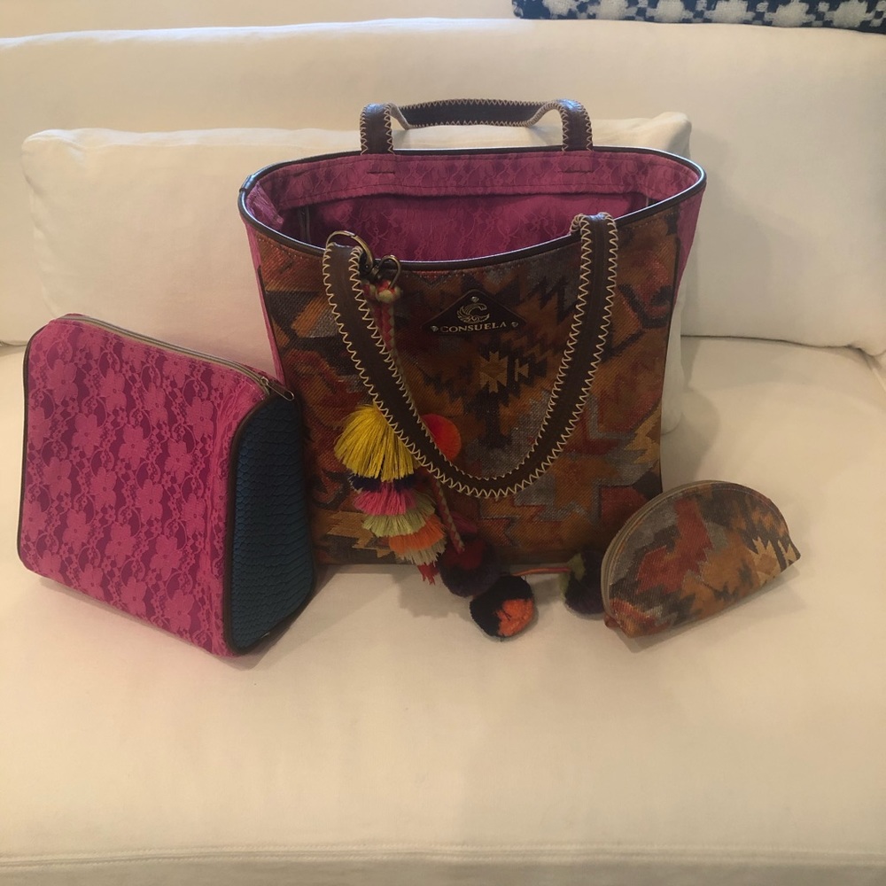 Consuela tote bag and make up pouch